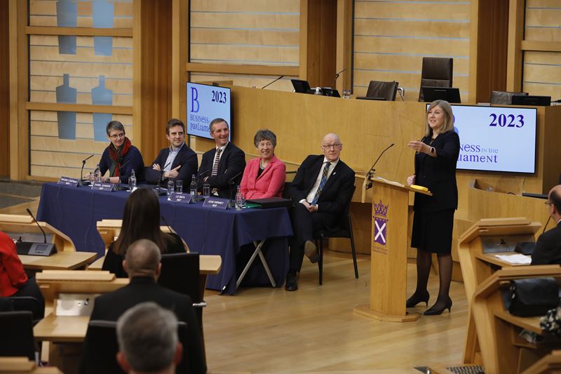 MSPs and the Presiding Officer in the debating chamber